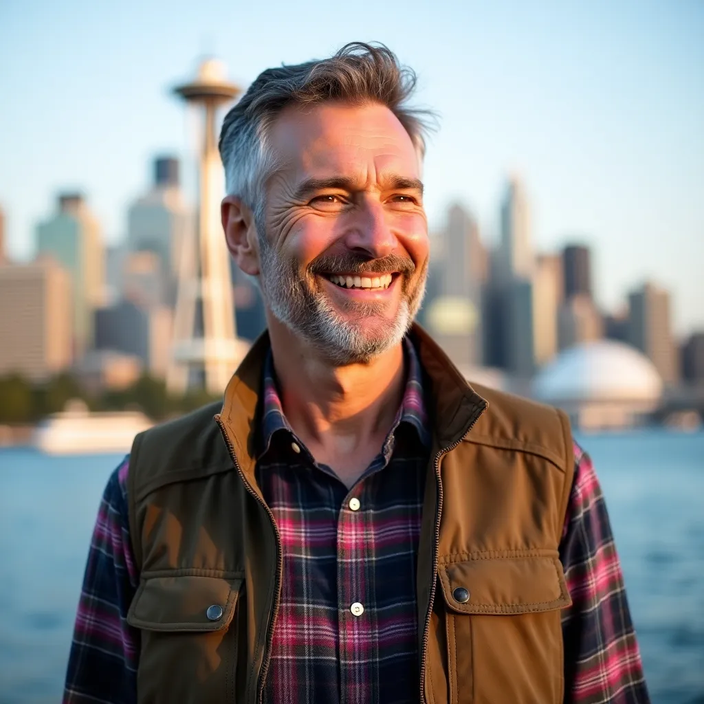 Зеленые парки города Сиэтл с высокими деревьями