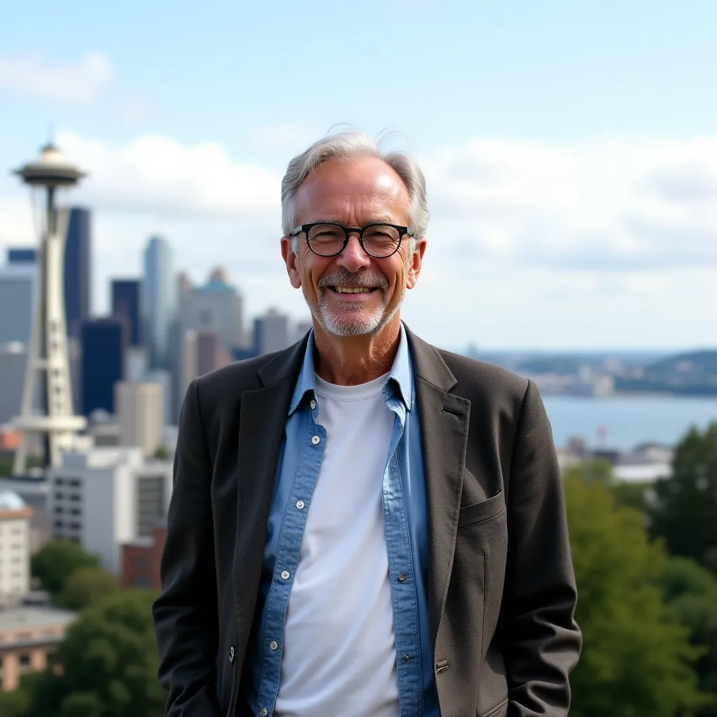 Красивая панорама города Сиэтл с небоскребами